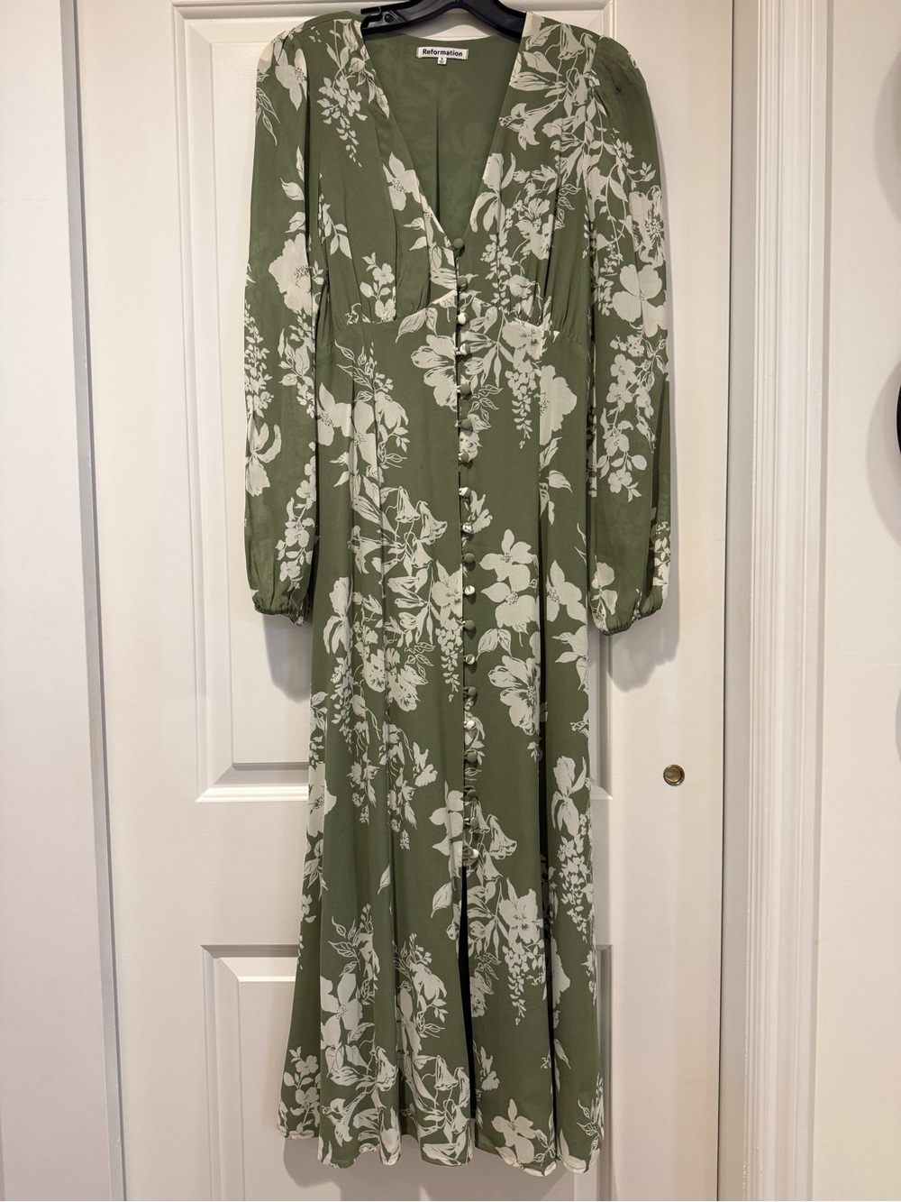 Reformation Brogan Willow Button-Front Maxi Dress